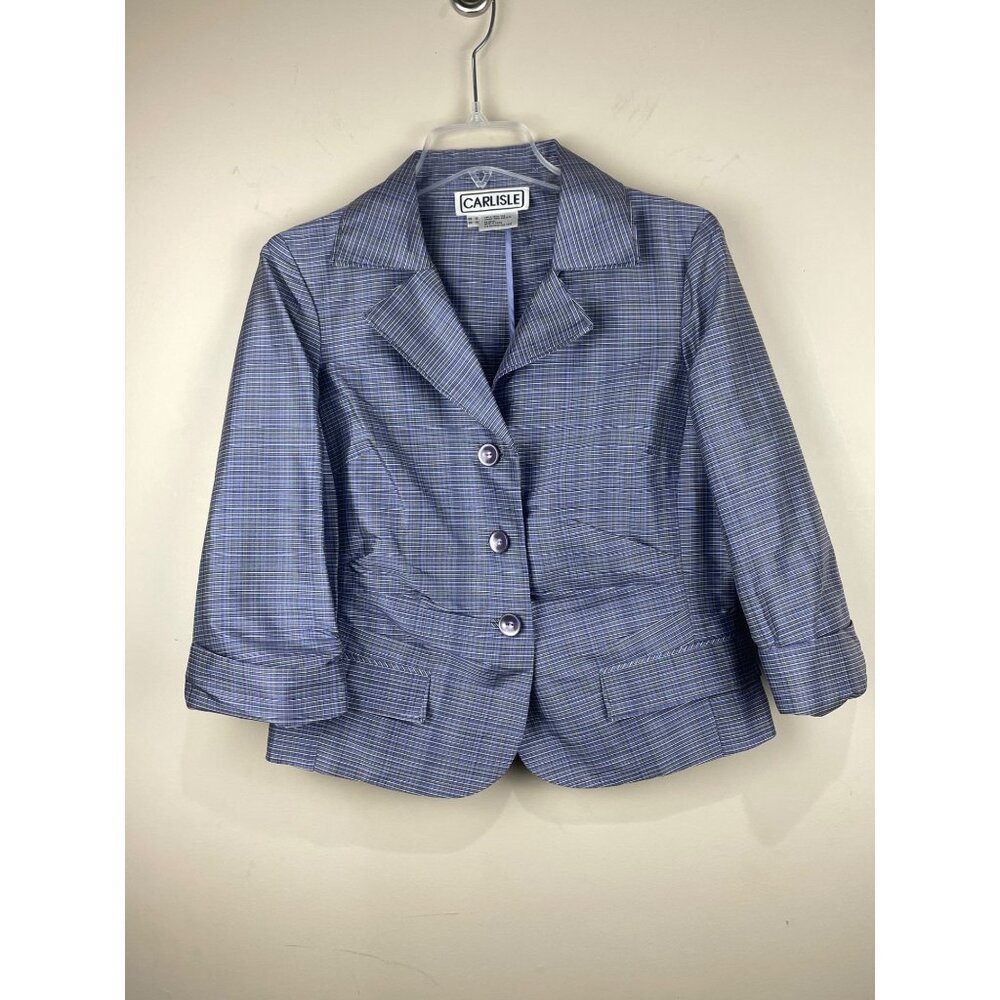 VTG Carlisle Silk Blazer Womens 10 Lilac Plaid 90s